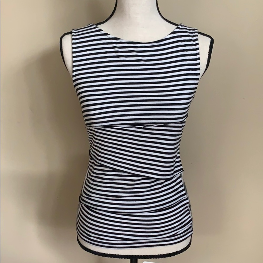4/$20 Banana Rep Black & White Striped Top
